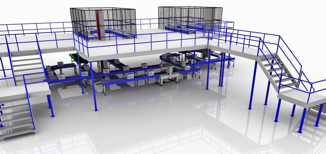 Turnkey production line conveyor and mezzanine floor