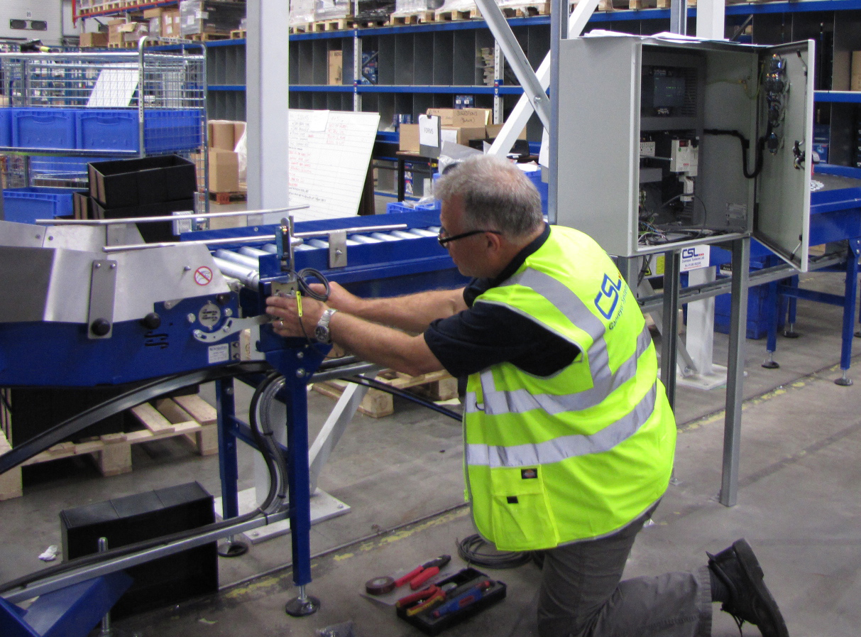 Repairing roller on conveyor