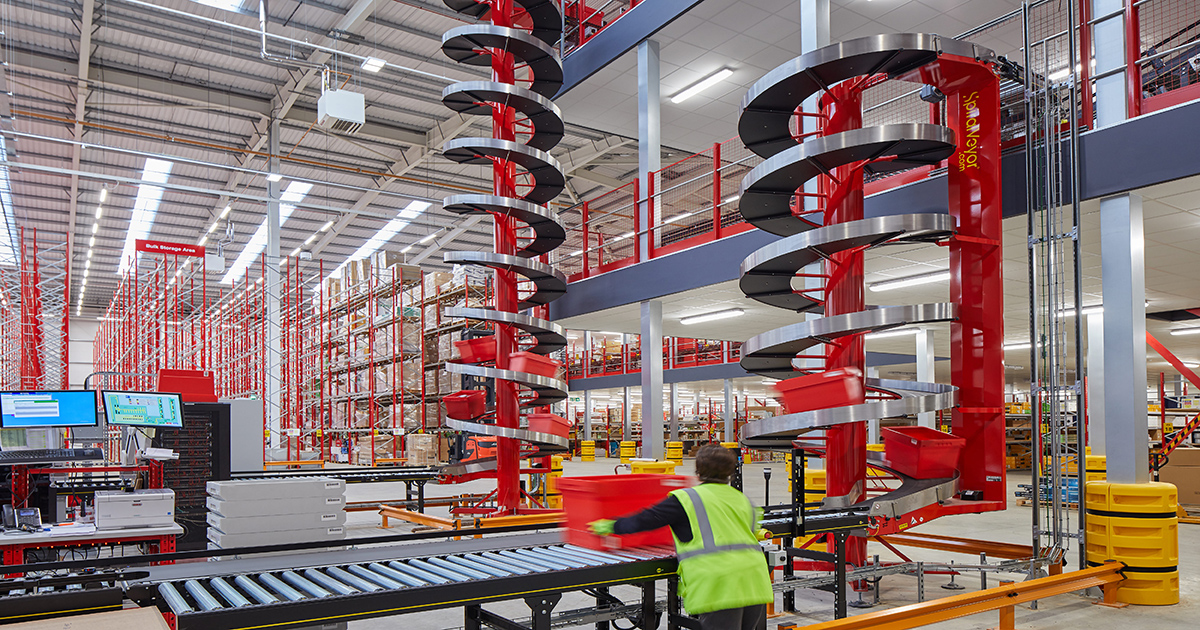 2 Ambaflex spirals in online fulfilment distribution warehouse