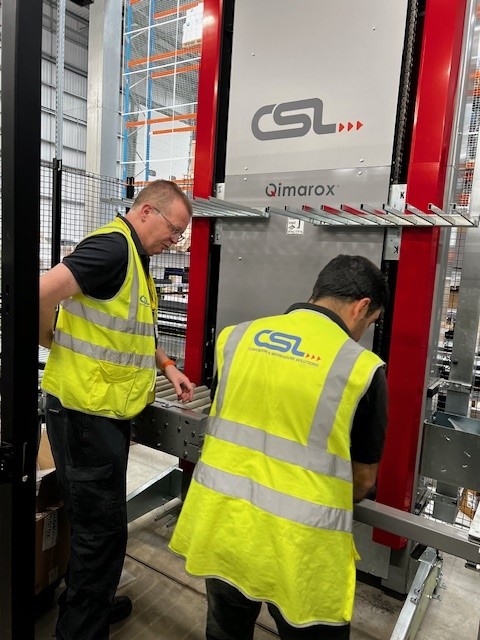 CSL project manager commissioning Qimarox mk5 elevator in fulfilment warehouse - Image 2