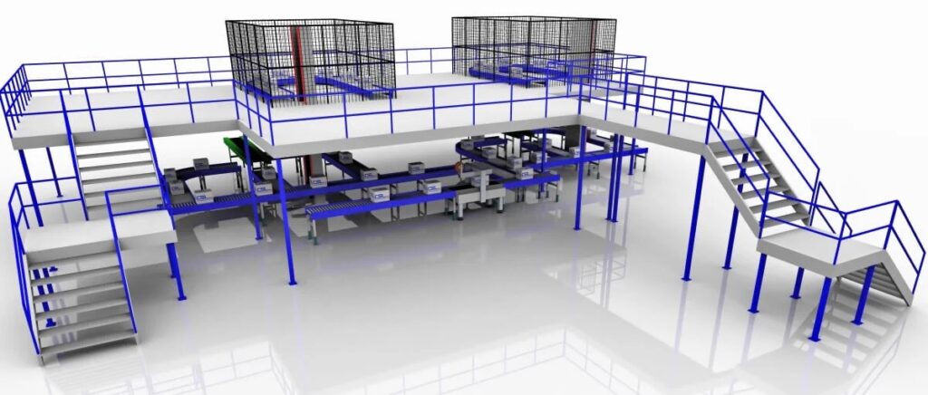 Mezz-floor-and-conveyor-system