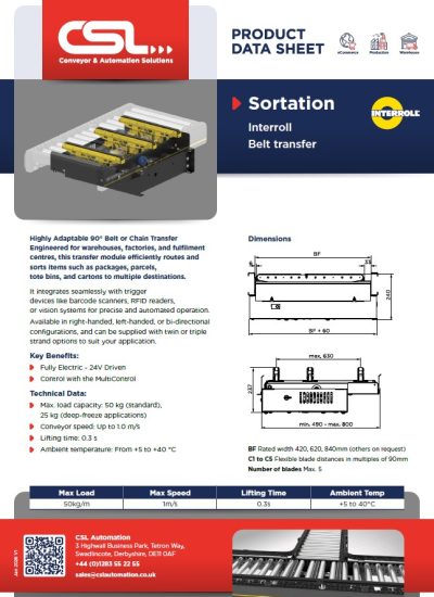 Belt Transfer - Datasheet Snip