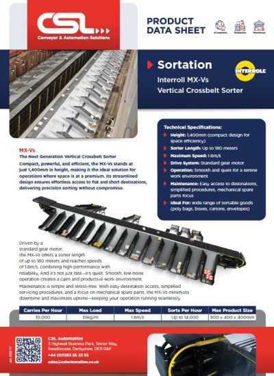Interroll Crossbelt - Datasheet Snip