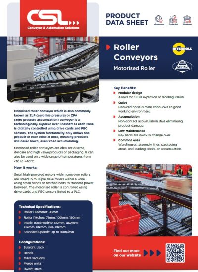 Roller Conveyors - Datasheet Snip
