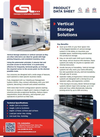 Vertical Storage - Datasheet Snip